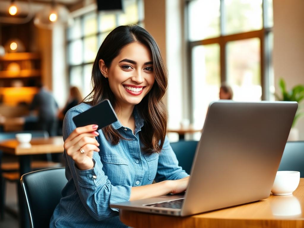 Freelancer using One Point Bank on her laptop